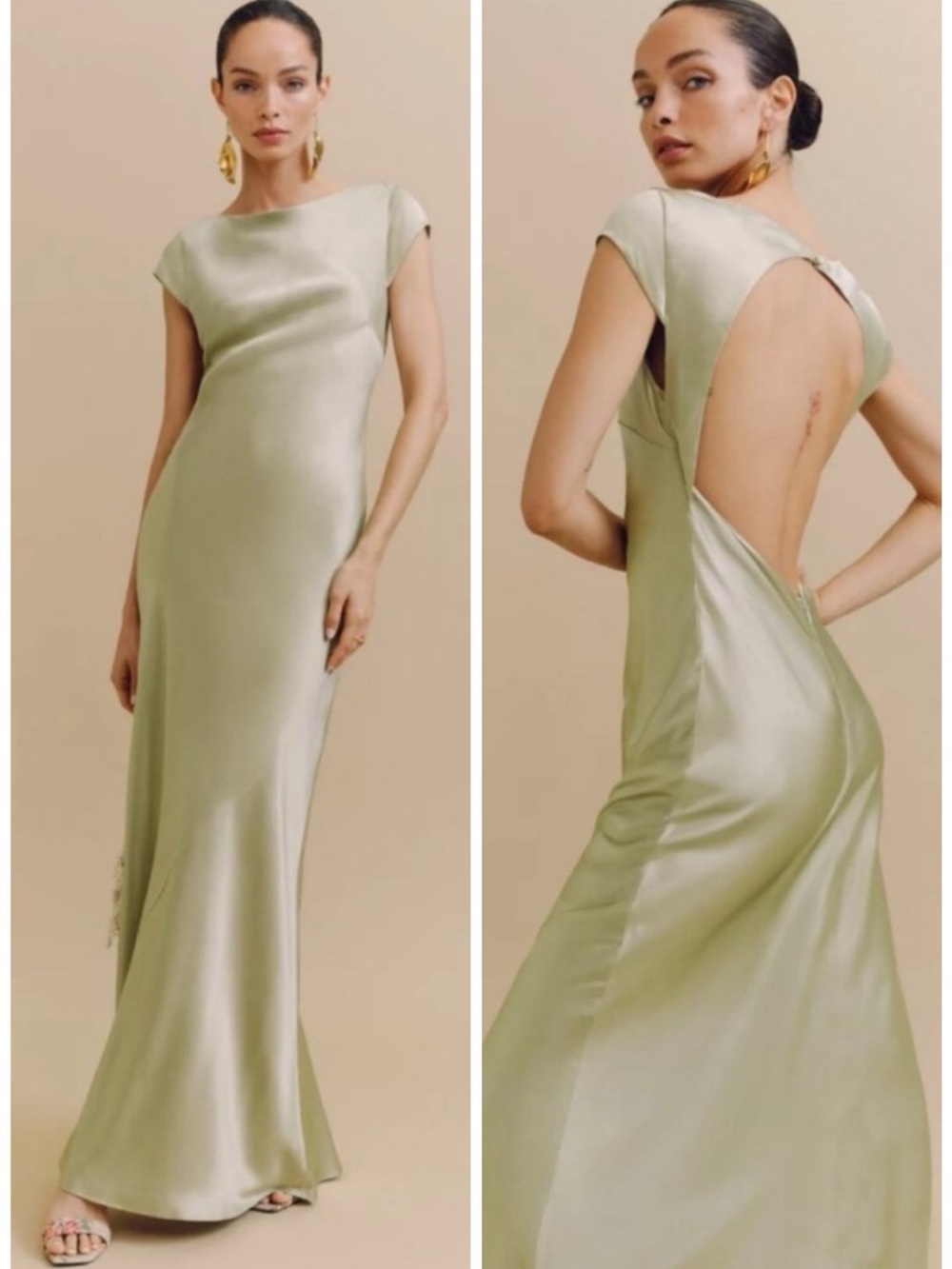 Reformation Niamh Silk Maxi Dress Dried Herbs Herb Green SZ US 4 NWT